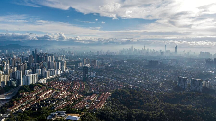 beautiful aerial view downtown Kuala Lumpur