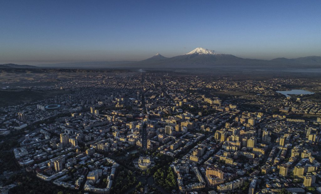 Drone shot of Yerevan