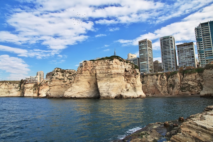 pigeon cliffs waterfront Beirut