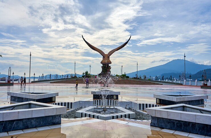 sculpture red eagle spreading its wing -popular tourist spot Langkawi Island